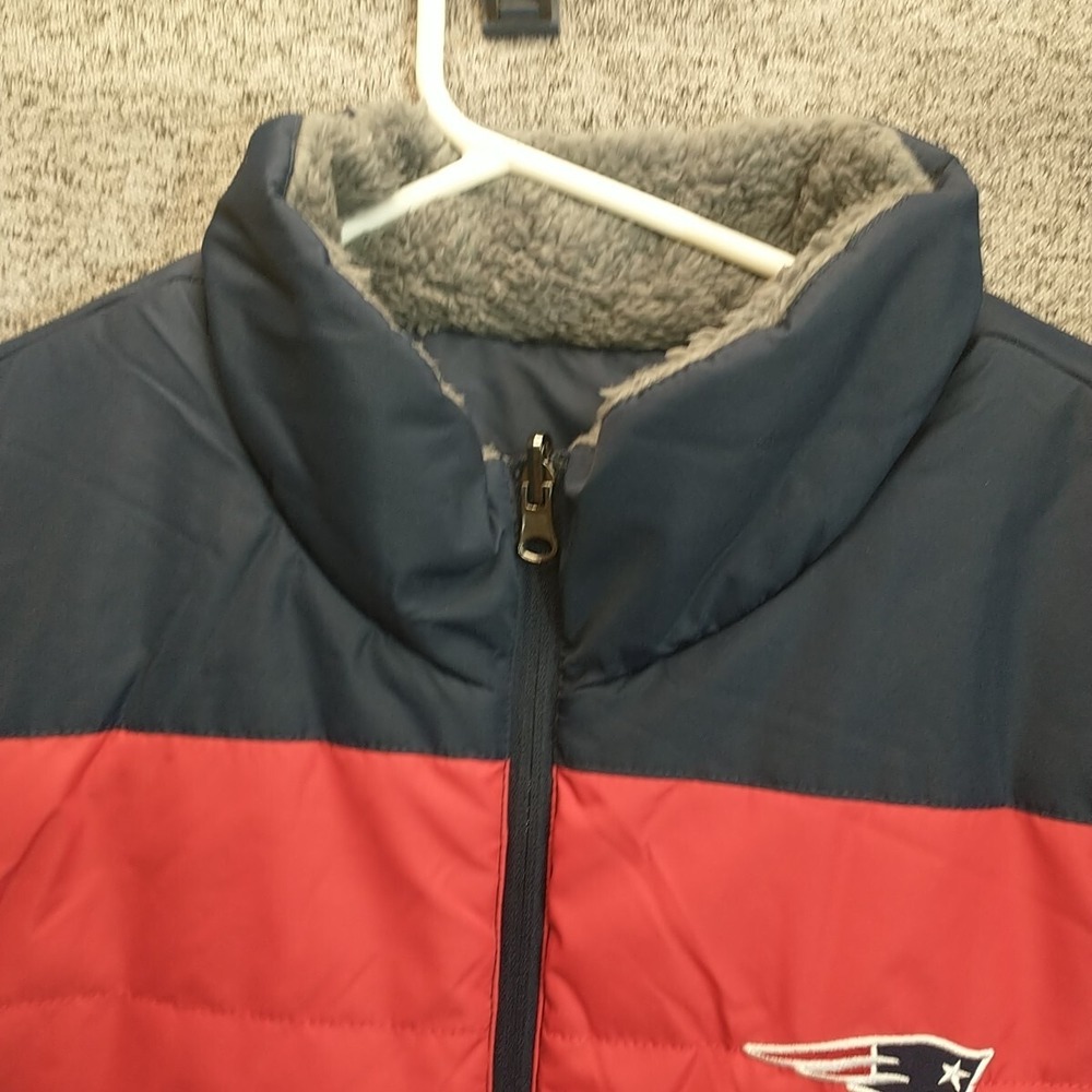 NFL Team Apparel New England Patriots Reversible Puffer Sherpa Vest Womens 4XL - Picture 3 of 13